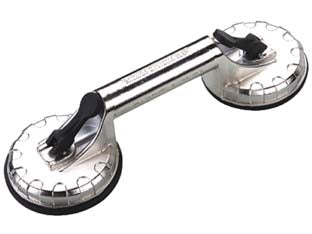 Ventosa in gomma doppia per vetri scocca in alluminio - misure mm.320x120x70h., maniglia in alluminio a 2 leve con bloccaggio per spostare lastre di vetro o altro, portata max Kg....