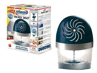 Contenitore ariasana aero 360° kit - contenitore e 1 ricarica 450 gr. inclusa - assorbe l'umidità in eccesso fino al 40% più efficiente, neutralizza i cattivi odori grazie ad un esclusivo sistema di circol...