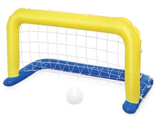 Porta pallanuoto gonfiabile +3 anni - cm.142x76 - peso gr.700 (art.52123) - realizzato in vinile, spessore plastica da mm.0,19, realizzato per l'utilizzo in acqua, comprende rete in nylon e 1 pallone i...
