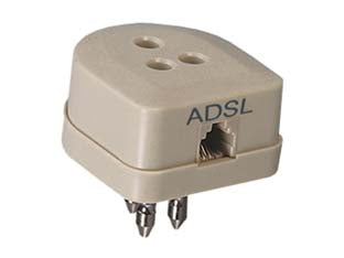 Presa/spina duplicatore tripolare con presa plug 6/2 c. per linea adsl - art.22385 - in confezione singola sacchetto