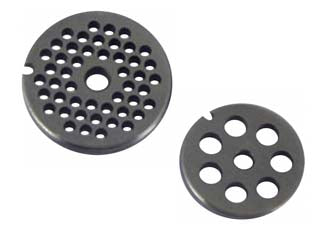 Piastre in acciaio temprato per tritacarne manuali - n°5 foro mm.8 - idonee al contatto con alimenti