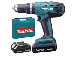 Trapano avvitatore percuss. 2 vel. 2 batt. litio 18v 1,5ah (hp457dwe) - 2 batterie 'LI-ION' da 1,5Ah - 18v di potenza, reversibile, 2 velocità con regolazione elettronica 0-400/1.400 g/m., numero percussioni da 0-6.000/21.000 ...