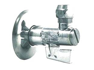 Rubinetto filtro a sfera art.385 - M 1/2', bicono ø mm.10 - in ottone cromato con rosone in acciaio inox