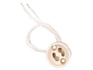 Portalampada in steatite per lampade alogene 230v colore bianco - adatto per lampade alogene con attacco: GZ10, GU10