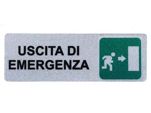 Targhetta adesiva uscita di emergenza (freccia a destra) - cm.15x5h. - in PVC