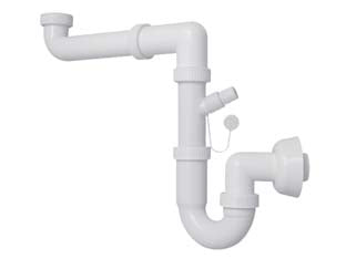 Sifone moplen libero 1 via con scarico - 1'1/2 per lavello - idoneo per l'utilizzo in spazi stretti, in polipropilene, con scarico lavatrice, lavastoviglie, tubo di scarico ø mm.40, senz...