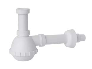Sifone moplen a fiasco 1 via - 1'1/4-1/2 universale per lavello - in polipropilene, tubo di scarico ø mm.40/32, senza piletta