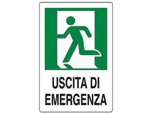 Cartello uscita di emergenza a sinistra - cm.20x30h. - in polipropilene compatto