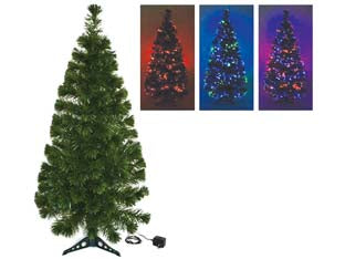 Albero di natale a fibre ottiche multicolor - cm.120 h. base in plastica - per uso interno, tensione 230/240 V, trasformatore da 12V, lunghezza cavo 1.8 m, albero montato con rami da sistemare, confez...