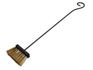 Scopino setole ottonate per camino - cm.50h. - in ferro battuto verniciato nero