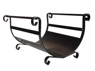 Portalegna manico doppio - cm.40x35x29h. (603) - in ferro battuto verniciato nero