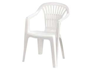 Sedia poltrona da giardino lyra bianca - cm.56x57x80h. - peso kg.2,75 - monoblocco in polipropilene, schienale basso, impilabile