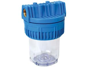 Contenitore filtro fp3 h.5 - attacco ø 3/4' F - ø mm.122x174h. - contenitore per cartucce serie FP3 STANDARD con testata e ghiera in PP, inserto in ottone e vaso SAN trasparente, O-ring NBR ...