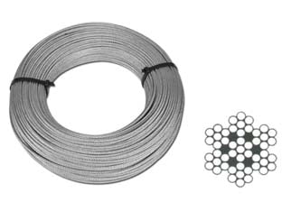 Fune metallica in acciaio inox in rotolini - ø mm.6 rotoli da mt.10 - fune di acciaio inox AISI 316 , 49 fili
