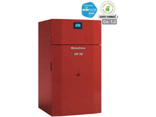 Caldaia termopellet hp 30 evo 31,3 kw bordeaux (conto termico) - misure cm.78,0x77,8x140,8h. - peso Kg.335 - 10,1/33,9 kw potenza termica globale, 9,1/31,3 Kw potenza nominale utile per mc.898 riscaldabili, consumo 2,1/7,0 Kg/h., port...