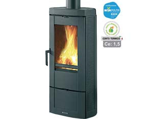 Stufa a legna candy 4.0 6,2 kw nero antracite (conto termico) - misure cm.40,4x39,7x89,0h. - peso Kg.85 - 7,2 kw potenza termica globale, 6,2 Kw potenza nominale utile per mc.177 riscaldabili, consumo kg/h.1,7, tubo uscita fumi, ø ...