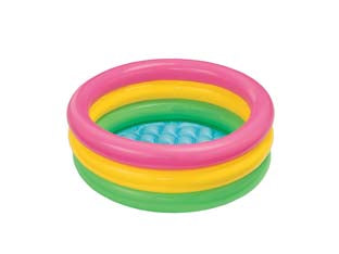Piscina gonfiabile baby tonda 3 anelli 1-3 anni - cm.86x25h. - capienza lt.56 - peso kg 0,7(58924) - in vinile spessore anelli mm.0,20 fondo mm.0,18, comoda e maneggevole, facilmente lavabile, con 3 anelli gonfiabili verde, g...