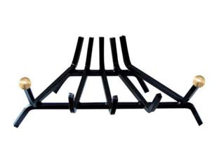 Brucialegna triangolare per camino - cm.45x30x16h. (624) - in ferro battuto verniciato nero con pomoli in ottone