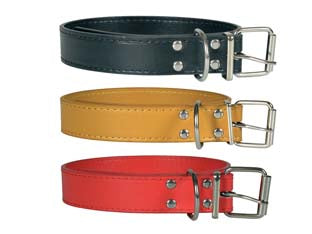 Collare per cani finto cuoio - cm.60x3 - colori assortiti: rosso, giallo, nero, 4 rivetti