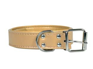 Collare per cani finto cuoio imbottito - cm.46x2 - colore naturale