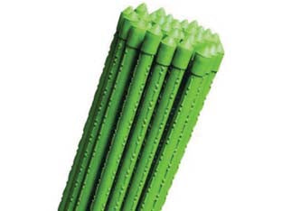 Canna in acciaio plastificata - mm.16x2100h. - interno acciaio, esterno plastificato rigato antiscivolo, colore verde, tappi terminali
