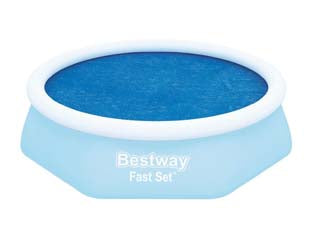 Telo termico di copertura per piscine tonde fast set - ø cm.210 per piscine ø cm.244 (art.58060) - trasferisce e diffonde il calore sviluppato dai raggi solari all'acqua sottostante, in materiale vinilico, borsa per il trasp...