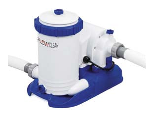 Pompa art.58391 con filtro a cartuccia portata 9.463 litri - per piscine fino a 62000 lt. - 350w di potenza, tensione 220/240v, doppio isolamento, valvola di sfiato, portata d'acqua 9.463 lt./h., usa cartuccia IV ns...