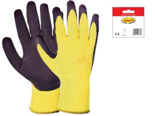 Guanti da lavoro impregnati in lattice alta visibilita pesanti - tg.10 - guanti in filo continuo di polyestere rivestiti in lattice, polso elasticizzato, dorso areato, impieghi: edilizia, industria ...
