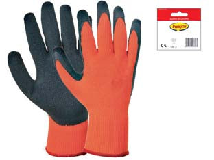 Guanti da lavoro impregnati in lattice alta visibilita pesanti - tg.10 - guanti in filo continuo di polyestere rivestiti in lattice, polso elasticizzato, dorso areato, impieghi: edilizia, industria ...