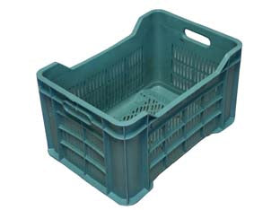 Cesta ortofrutta tutta forata verde - cm.51x35x31h. (bancale pz 90) - casse sovrapponibili per la raccolta agricola, aperta