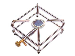 Fornellone gas cm.20x20 - cm.20x20 - portata termica 2,5Kw - uso gas GPL con telaio in acciaio cromato mm.8, bruciatore in acciaio provvisto di rubinetto di regolazione, usare con regola...