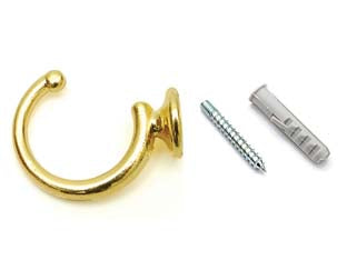 Ganci raccoglitenda a filo grandi oro - mm.40 - con viti e tasselli compresi