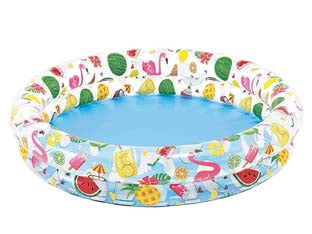 Piscina gonfiabile tonda due anelli +2 anni - cm.122x25h. - peso kg.0,97 (59421) - in vinile spessore anelli mm.0,20 fondo mm.0,18, comoda e maneggevole, facilmente lavabile, con 2 anelli gonfiabili, capienz...