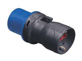 Adattatore industriale c/ spina cee e presa schuko 10/16a bipasso ip44 - 16A colore blu - spina CEE 2 poli + terra 16A 220V , presa schuko 10/16A bipasso