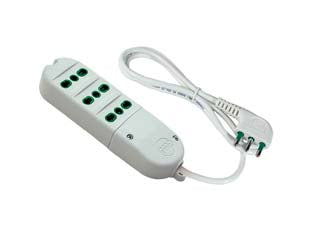 Multipresa 3 posti bipasso - bianca 41010 - cavo da 3x mmq 1 mt.1,5, spina da 16A, in confezione singola sacchetto