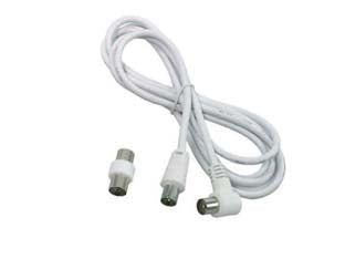 Prolunga tv con cavo coax mt.3 universale - presa coassiale tv, spina coassiale tv mm.9,5, adattatore presa incluso