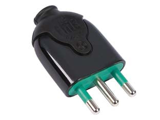 Spina dritta 2 poli + terra 16a nera - nera 80021 - in confezione singola FLOW PACK