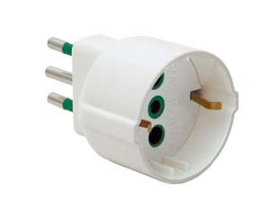 Adattatore schuko 2 poli + terra 10a bianco - bianco 82120 - presa schuko e spina 10A, in confezione singola FLOW PACK