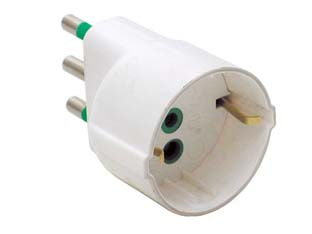Adattatore schuko 2 poli + terra 16a bianco - bianco 82130 - presa schuko e spina 16A, in confezione singola FLOW PACK