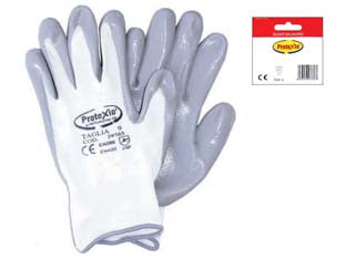 Guanti da lavoro in poliestere con palmo ricoperto in nitrile grigio - tg.M misura 8 - colore grigio, con cavaliere