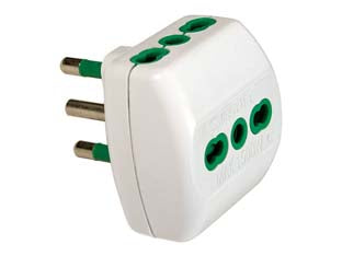 Adattatore triplo 2 poli + terra 16a bianco - bianco 82180 - in confezione singola FLOW PACK