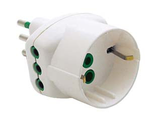 Adattatore triplo 2 poli + terra schuko bianco - bianco 82210 - 2 prese 10A + 1 schuko 16A e spina 10A, in confezione singola FLOW PACK