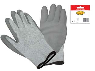 Guanti antitaglio in filo uhmwpe e nylon spalmato in poliuretano - tg.L misura 9 - filo continuo UHMWPE e nylon, palmo ricoperto in poliuretano, antitaglio, polsino elasticizzato