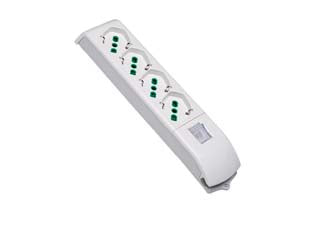Multipresa 4 posti bipasso + schuko con interruttore senza cavo - bianca 410120 - in confezione singola sacchetto