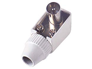 Spina coassiale tv a squadra mm.9,5 - bianca 32040 - adatta per cavo max mm.7