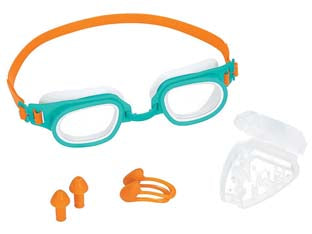 Set occhiali e tappi naso e orecchie +7 anni - (art.26034) - occhiali in gomma morbida, tappo per naso, tappi per le orecchie, in contenitore di plastica