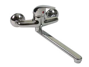 Miscelatore monocomando lavello a parete serie start - cromato, canna orientabile con aereatore