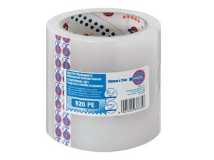 Nastro adesivo in polietilene trasparente uso esterno (920 pe) - mm.100 x 25 mt. - nastro monoadesivo in LDPE trasparente, realizzato per riparazioni permanenti di serre e giunzioni dei film di protezione nel...
