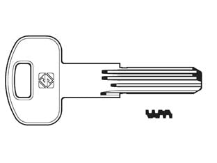 Chiavi punzonate per cilindri securemme 10 spine scm2 - SCM2 - in ottone nichelato, profilo dorsato, per cilindri di sicurezza