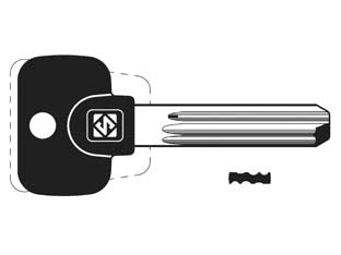 Chiavi punzonate per cilindri mul-t-lock mtk12rp - MTK12RP - in ottone nichelato, profilo dorsato, testa in plastica, per cilindri di sicurezza